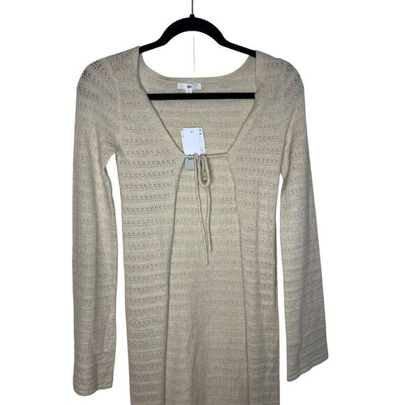 NWT BP. BEIGE CROCHET KNIT LONG SLEEVE CARDIGAN BOHO COVERUP WOMENS SIZE XS - Picture 5 of 8